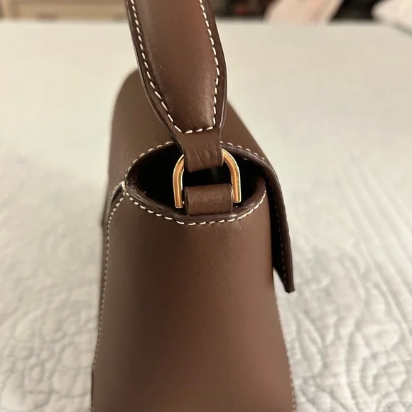 STRATHBERRY Mosaic Nano Leather Top-Handle Handbag Crossbody in Chocolate Brown - Picture 6 of 16